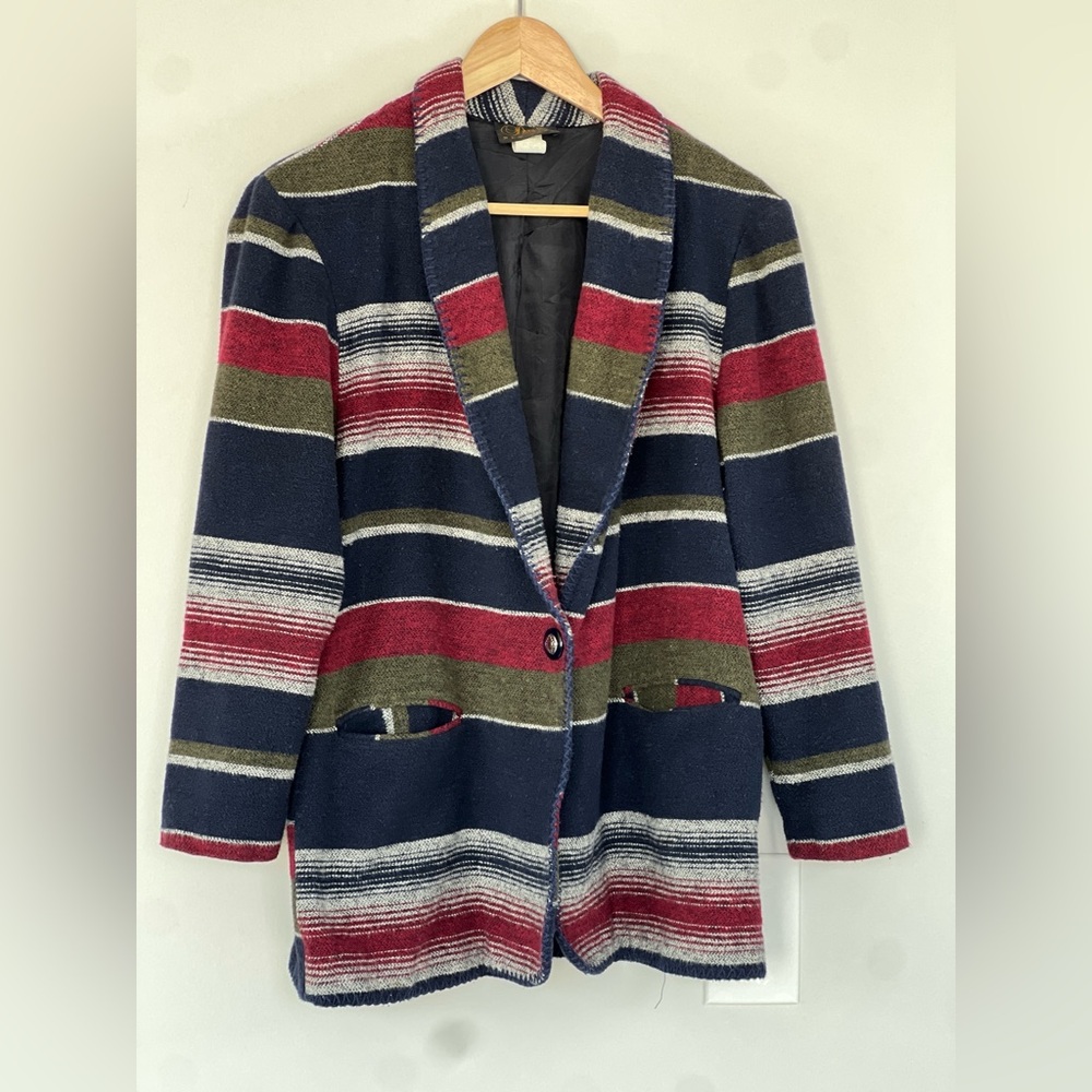David Paul New York Southwest Striped Blazer Size Medium Boho Jacket Made in USA
